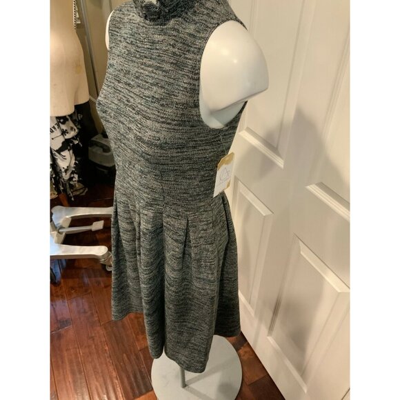 Ganni Speckled Gray Fit & Flare Dress w/ Ruffle Collar, Size Small - Picture 4 of 8